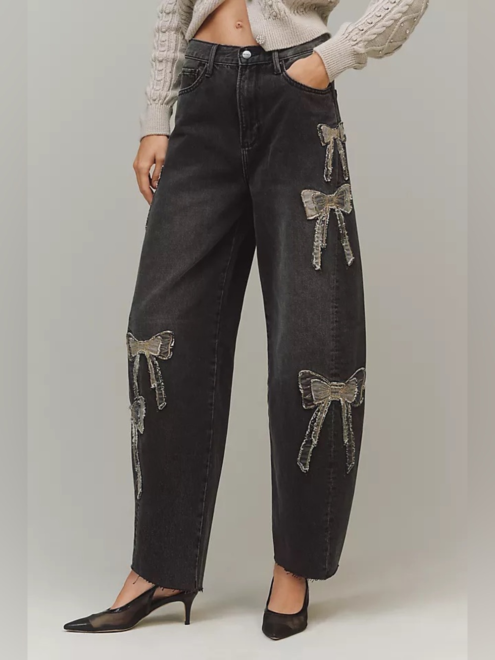 Driftwood Parker High Rise Barrel Jeans Bow What Fun Size 28